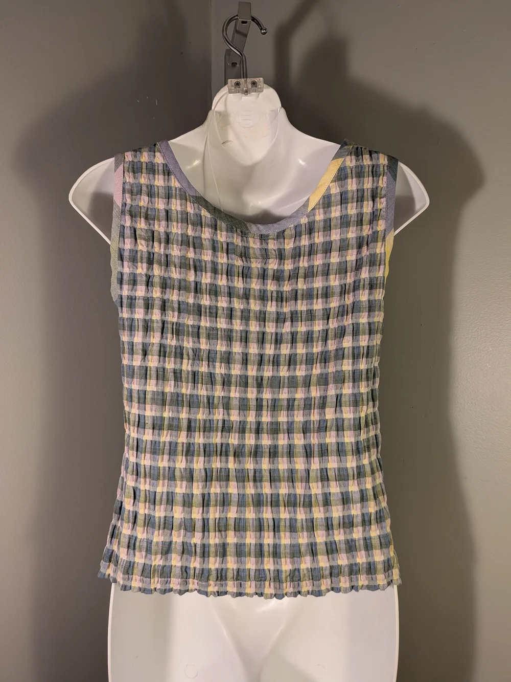 Vintage NWT Angelique 90's Pastel Plaid 2-Piece Twin Set Top Small